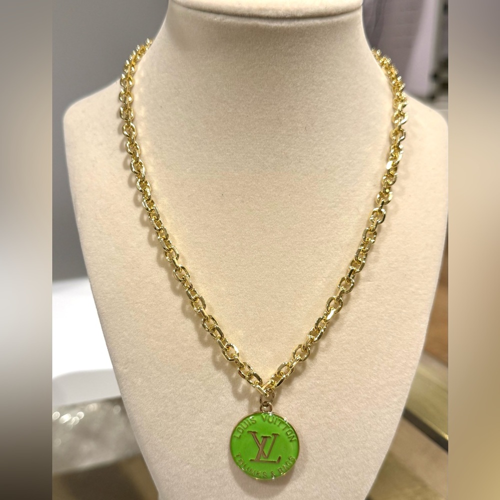Upcycled Louis Vuitton Trunks and Bags charm on unbranded gold plated necklace